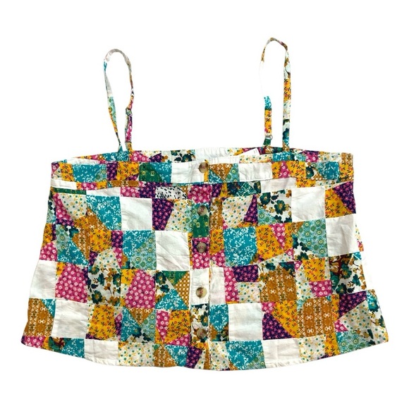 NWT Anthropologie/Pilcro Patchwork Spaghetti Strap Boxy Tank - Picture 4 of 13